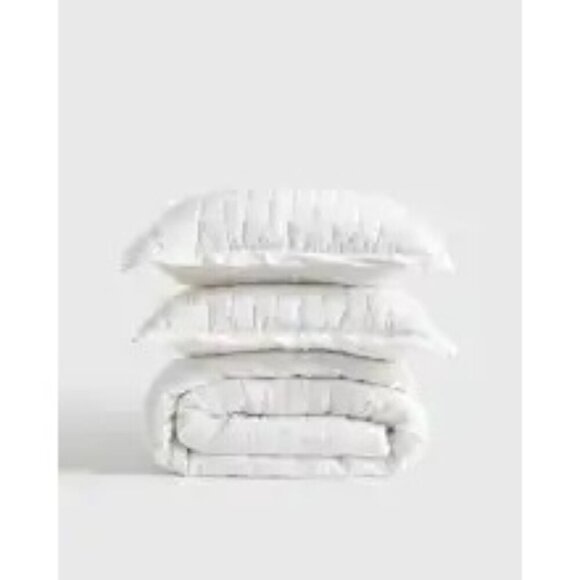 Quince European Linen Dream Quilt 3PC Set Color White Size King/Cal King -New- - Picture 7 of 8